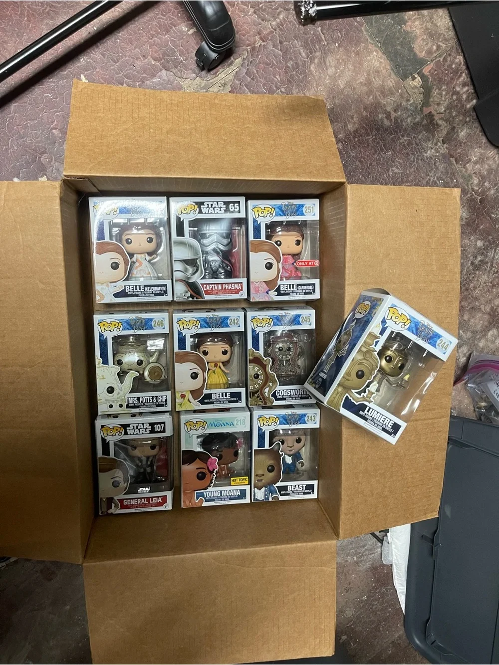 Funko Pop! Assorted Characters in White, Gold, Brown and Blue Boxes